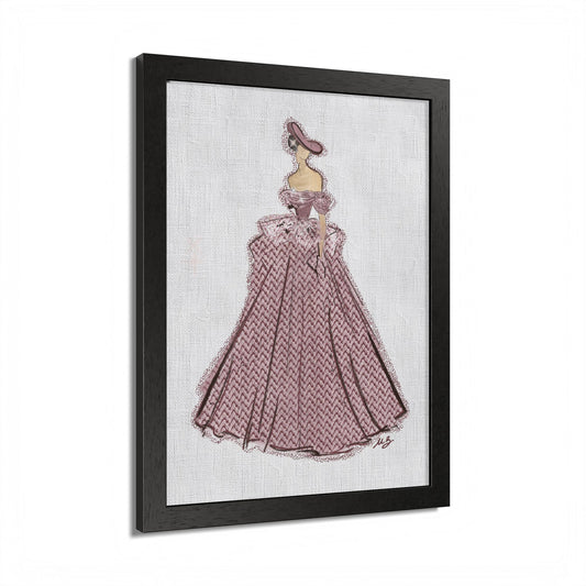 Elegant Fashion Art Print Poster, Framed Wall Art, Vintage Dress Decor, Girly Room Decor, Gift for Fashion Lovers